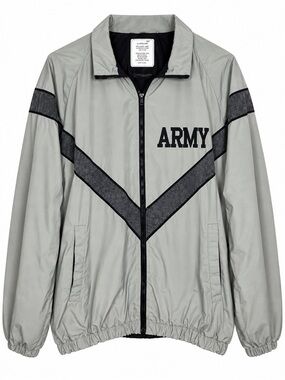 US Army IPFU Jacket Men’s XL Gray Reflective Physical Fitness Windbreaker